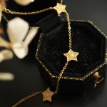 Five-Pointed Star Inlaid Zircon Personality Design Necklace Bracelet Stainless Steel Plated 18K Gold Jewelry Set