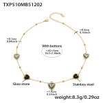 color: TXP510-Black Faceted Stone Gold Necklace 42+5cm