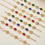 Super Expensive Stainless Steel Hollow Pig Nose Splicing Package Edge Oval Glass Stone Bracelet Necklace Jewelry
