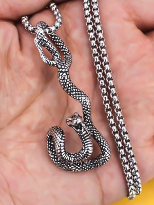 Personalized snake-shaped necklace men punk stainless steel mamba snake long lanyard