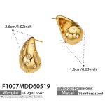 color: F1007-White Rhinestone Gold Earrings