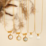 Real Gold Plated Retro French Pearl Necklace Women's New Simple Design Clavicle Chain