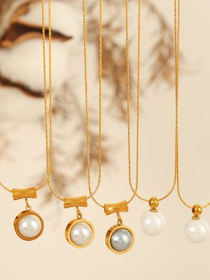 Real Gold Plated Retro French Pearl Necklace Women's New Simple Design Clavicle Chain
