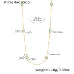 color: P1786-Gold Blue Glass Stone Necklace 89+5cm