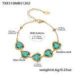 color: TXE510-Light Green Faceted Stone Gold Bracelet 16.5+5cm