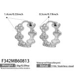 color: F342-White Zircon Steel Color Earrings