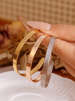 Creative Style Stainless Steel Bracelet C- Shaped Open-End Polished Can Carve Writing 316 Ornament