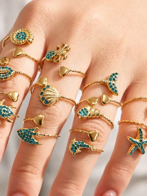 Ocean Multi-Element Micro Zircon Ring Stainless Steel Plated 18K Gold Bracelet Ornament Female