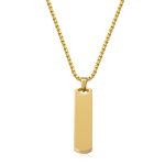 color: Fully Polished Square Tag Pendant Necklace Gold