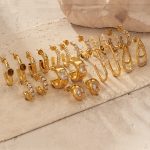 Stainless Steel Earrings Women's Design 18K Jinhao Stone Inlaid Personality