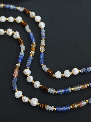 New Vintage Premium Baroque Freshwater Pearl Natural Stone Abacus Beads Handmade Beaded Necklace Ornament Women