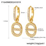 color: F1649-Gold Box Link Set with Zircon Earrings