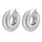 color: Spiral Pattern Hollow Earrings Steel Color MS-005