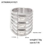 color: A706-Steel Color Multi Layer Statement Ring / size: US 6
