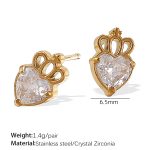 color: EH901WEG White Zircon Gold Stud Earrings