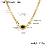 color: TXP190-Gold Black Agate Necklace