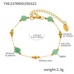 color: TXE237-Round Bead Green Color Natural Stone Bracelet 16+5cm (Natural Stone Color May Vary ， Order with Caution)