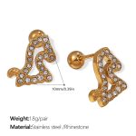 color: EH980WEG White Rhinestone Gold Stud Earrings