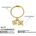 color: A376-White Zircon Gold Ring -Size 7