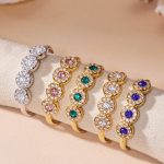 INS Inlaid Zircon Little Finger Ring Combination Stainless Steel 18K Gold Plated Luxury Elegant Ring
