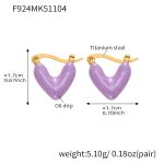 color: F924-Purple Enamel Gold Earrings