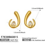 color: F783-U Shape White Zircon Gold Earrings