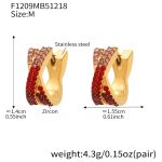 color: F1209-Red Color Zircon Earrings -Medium