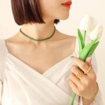 color: P1163-Green Zircon Necklace -37cm