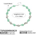 color: TXP600-Light Green Color Resin Steel Color Necklace -44.5+5cm