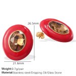 color: EH904RDG Red Enamel Gold Stud Earrings