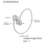 color: A763-Steel Color 5A Zircon Heart Ring / size: US 7