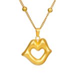 color: Heart Open Mouth Necklace Gold 1 PC MS-543