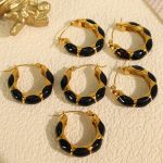 Retro Epoxy Personalized Design Stainless Steel Gold-Plated Earrings Elegant and Advanced