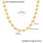 color: TXP256-Gold Small Chrysanthemum Flower Necklace 33+6cm
