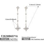 color: F282-White Zircon Steel Color Earrings
