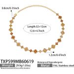 color: TXP599-Champagne Zircon Gold Necklace 32+12cm
