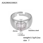 color: A262-Steel Color Heart White Zircon Ring / size: One US 7
