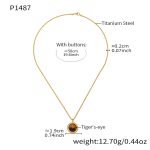 color: P1487-Gold Tiger Eye Necklace -50cm