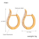 color: F981-Gold White Rhinestone Earrings
