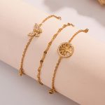 Super Fairy Diamond Butterfly Tassel Zircon Fine Circle Anklet Stainless Steel Ornament Color-Preserving Bath Removal-Free