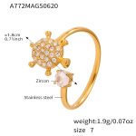 color: A772-Gold Turtle 5A Zircon Ring / size: US 7