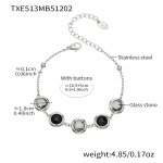 color: TXE513-Black Glass Stone Steel Color Bracelet 16.5+5cm