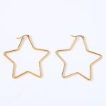 color: 1 Five-pointed Star Earrings Gold