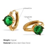 color: EH1068GNG Green Stone Gold Small Hoop Earrings