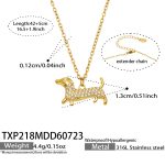 color: TXP218-Zircon Puppy Gold Necklace -42+5cm