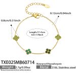color: TXE025-Green Color Zircon Gold Bracelet -17+5cm