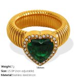 color: JZ50 US Size 8# Dark Green Zircon Gold Ring