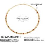 color: TXP615-Red Zircon Gold Necklace -31.5+12cm