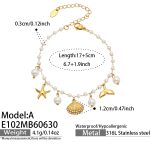 color: E102-A Style Scallop Multi-pendant Gold Bracelet -17+5cm