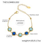 color: TXE513-Mixed Blue Glass Stone Gold Bracelet 16.5+5cm